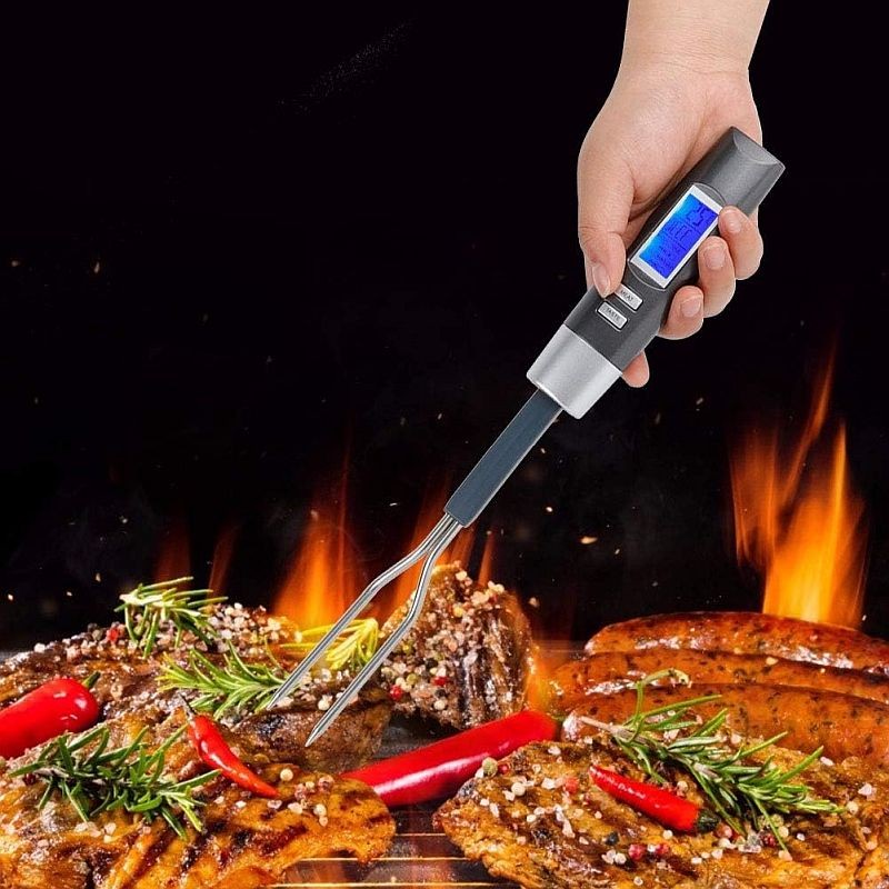 Termometru digital pentru carne, sonda tip furculita cu functie dubla, 6 tipuri carne, 4 nivele preparare, afisaj LED - imagine 12